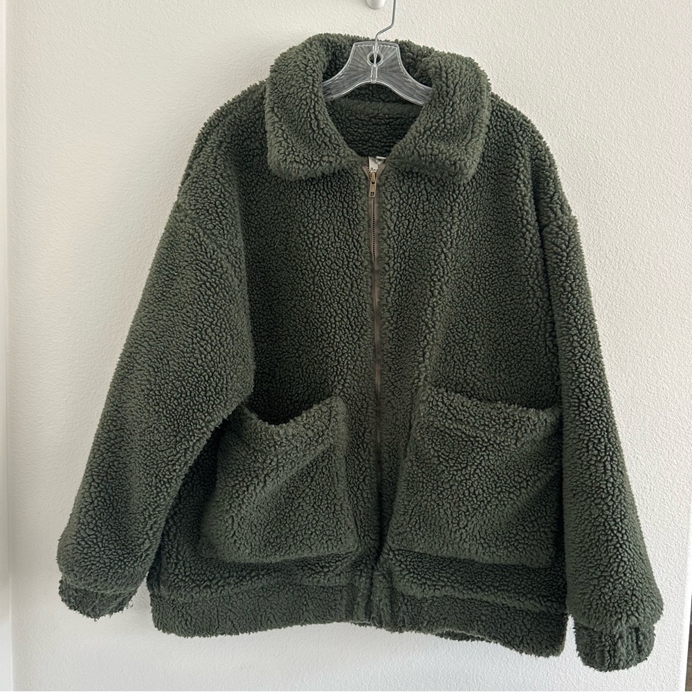 Angel Biba Cozy Green Sherpa Teddy Jacket One Size